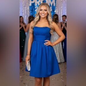 Davids Bridal Size 2 Straples Blue Prom Empire Waist Babydoll Cocktail Dress